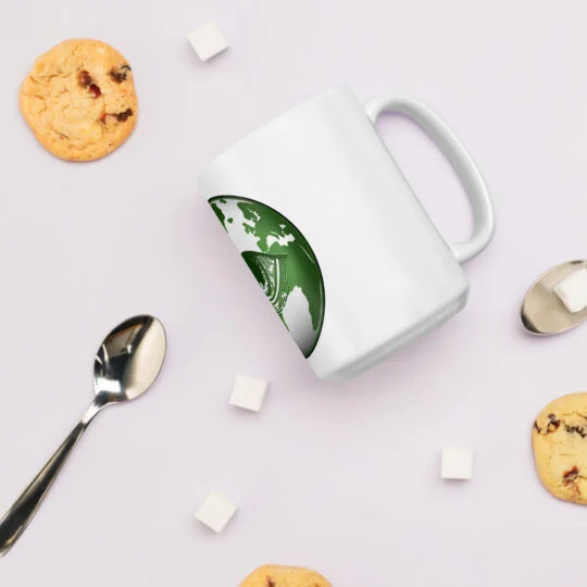 Taza blanca brillante