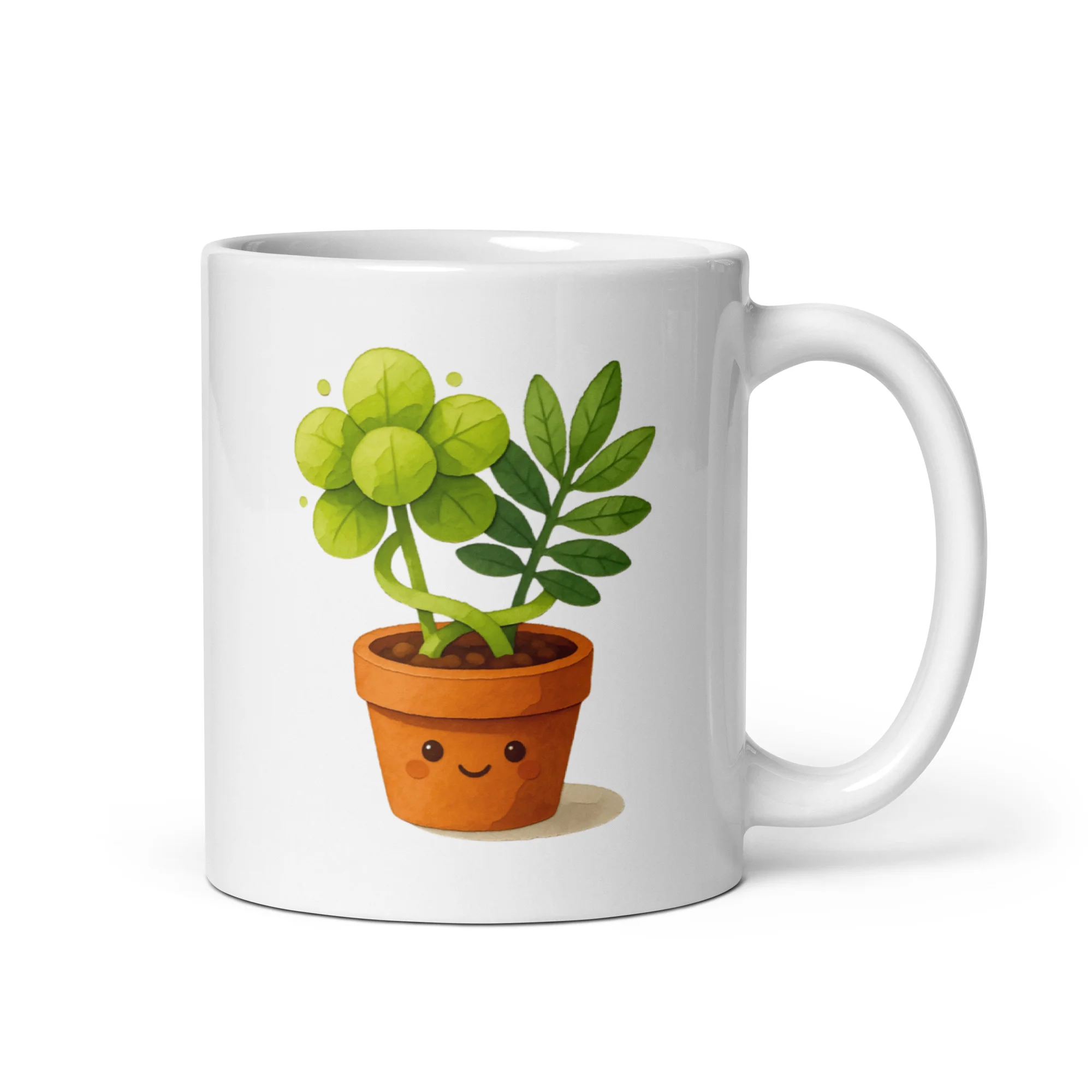 Taza de Cerámica Blanca Minimalista | Planta Kawaii - Imagen 3