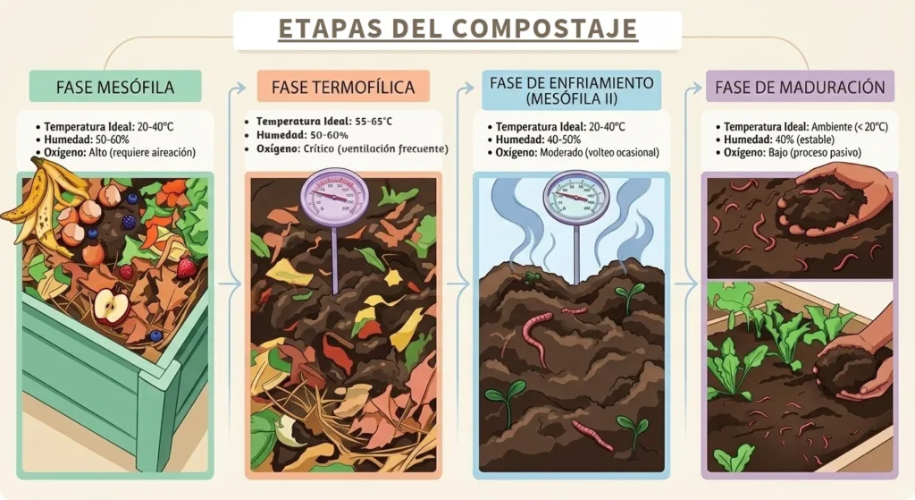 etapas del compostaje